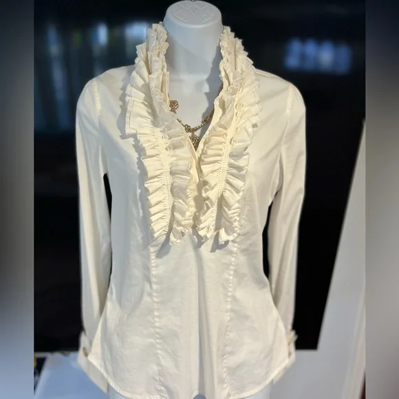 BCBGMAXAZRIA Women's Long Sleeve Sweater With Ruffle Detail - Stretchy Crew Neck Pullover - View #10